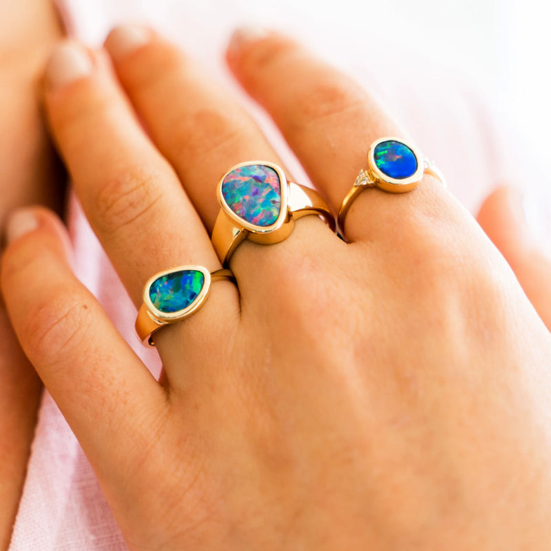 Milky Australian Opal Band Ring - Austral Stones