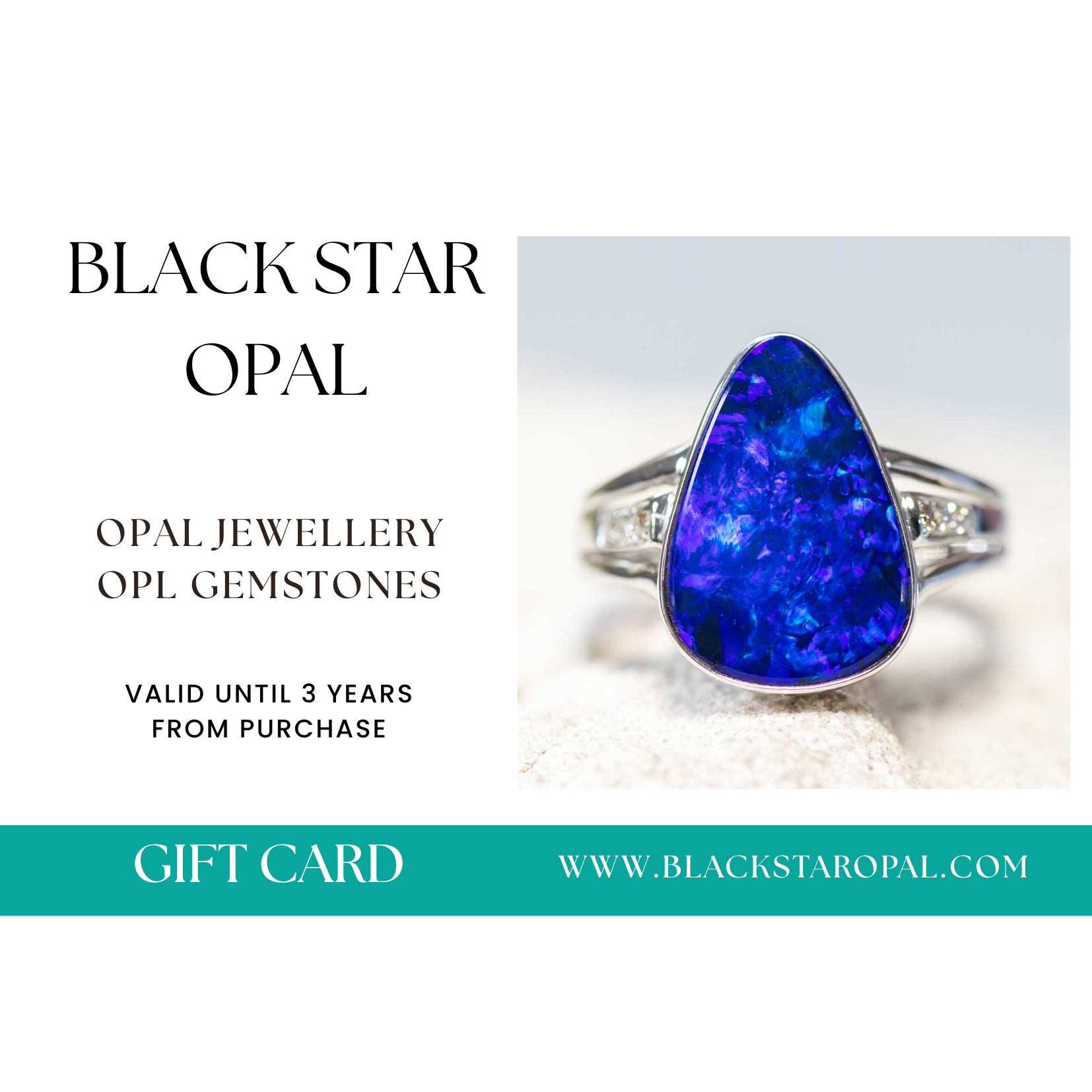 Black Star Opal gift card for opal gemstones and opal jewelry