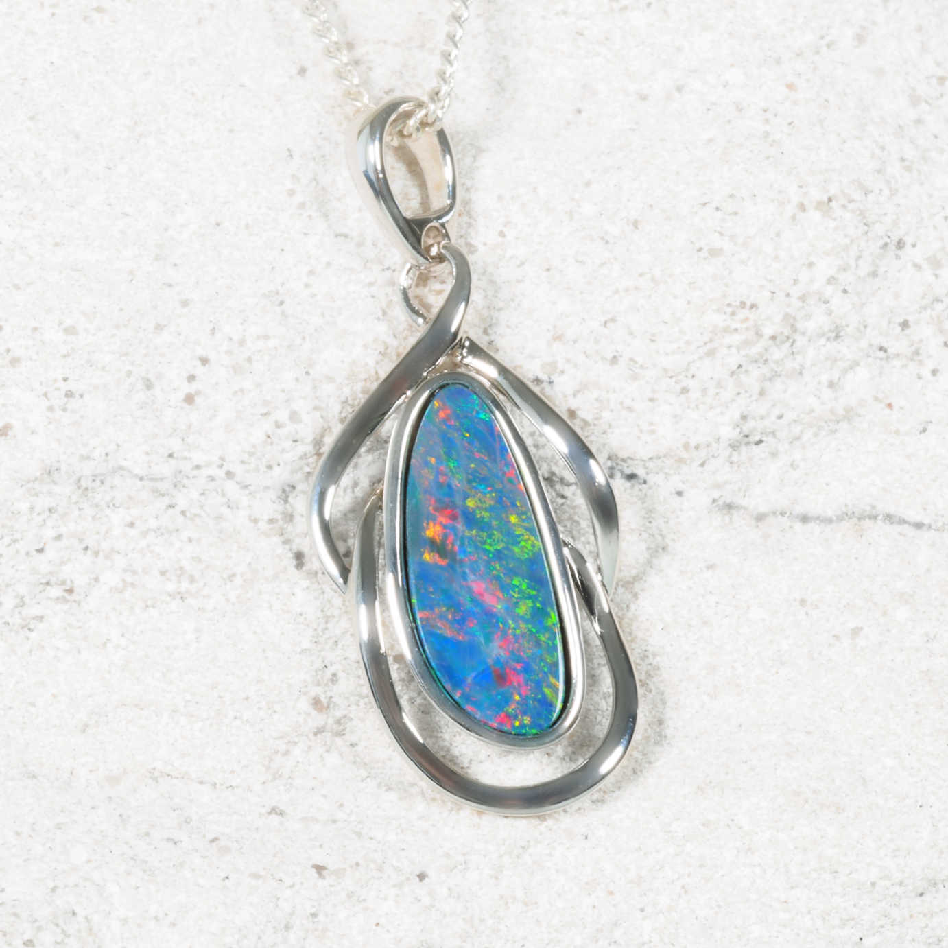 'Samira' Doublet Opal Pendant Silver