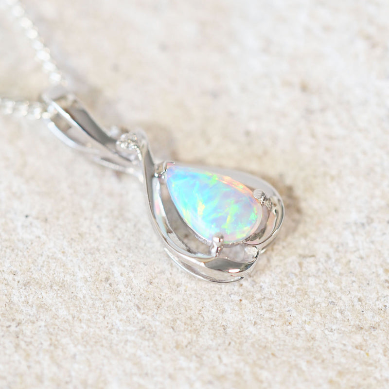 green crystal opal south australian opal white gold pendant