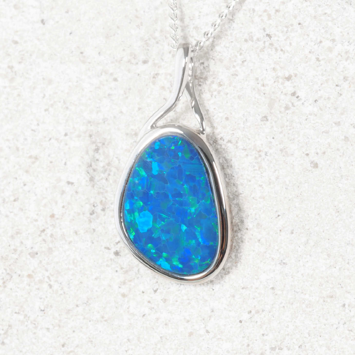 'Paeton' Doublet Opal Pendant 14ct White Gold
