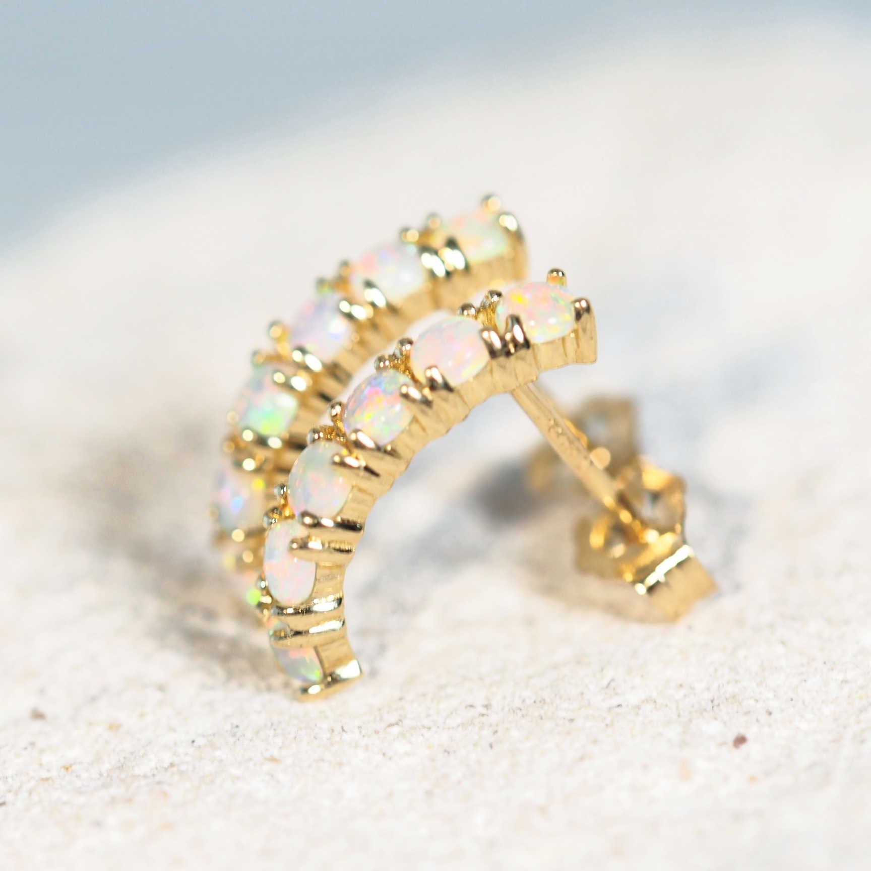 multi-colour australian opal gold earrings