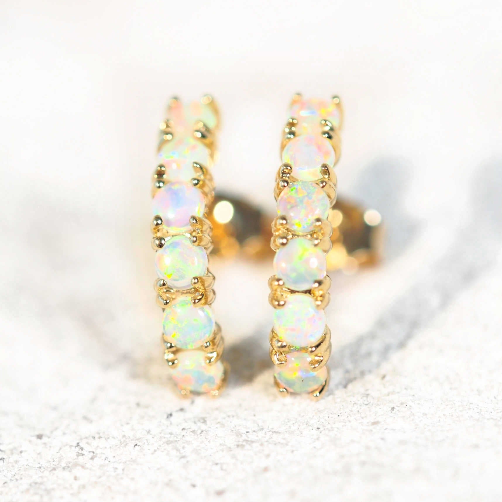 crystal opal earrings in gold