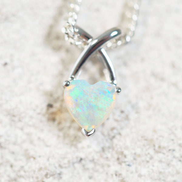 opal necklace set in white gold