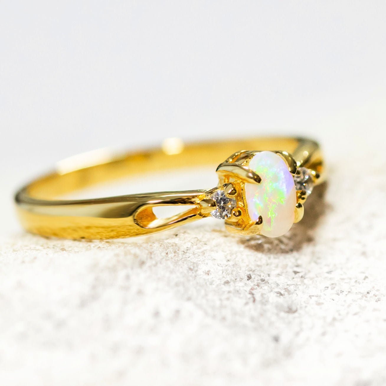 kari gold plated silver Australian crystal opal ring