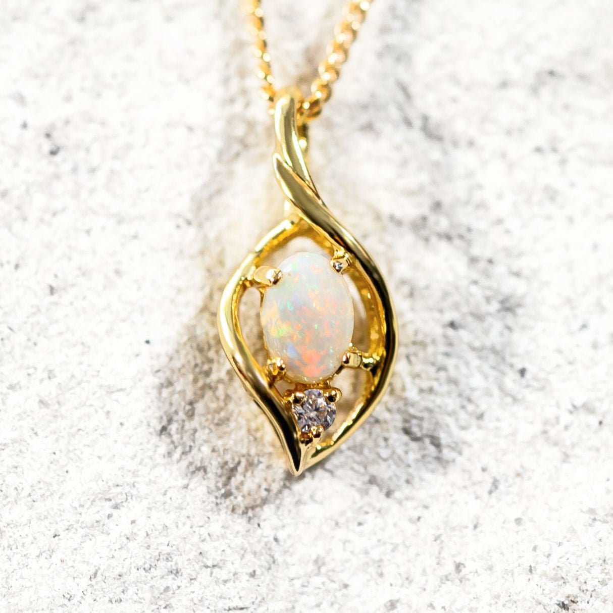 oval opal necklace set in gold plated silver