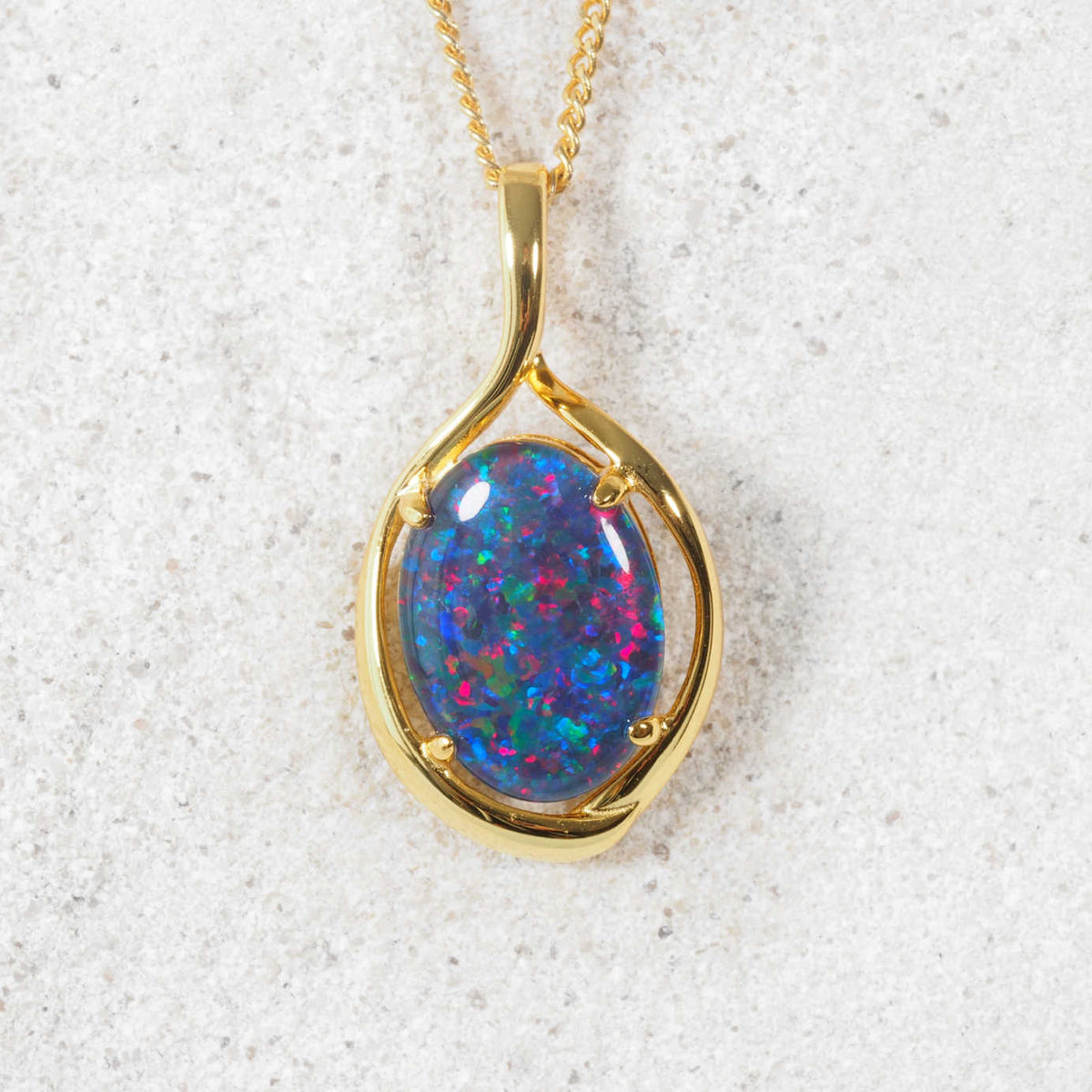'Alika' Triplet Opal Pendant Gold Plated Silver
