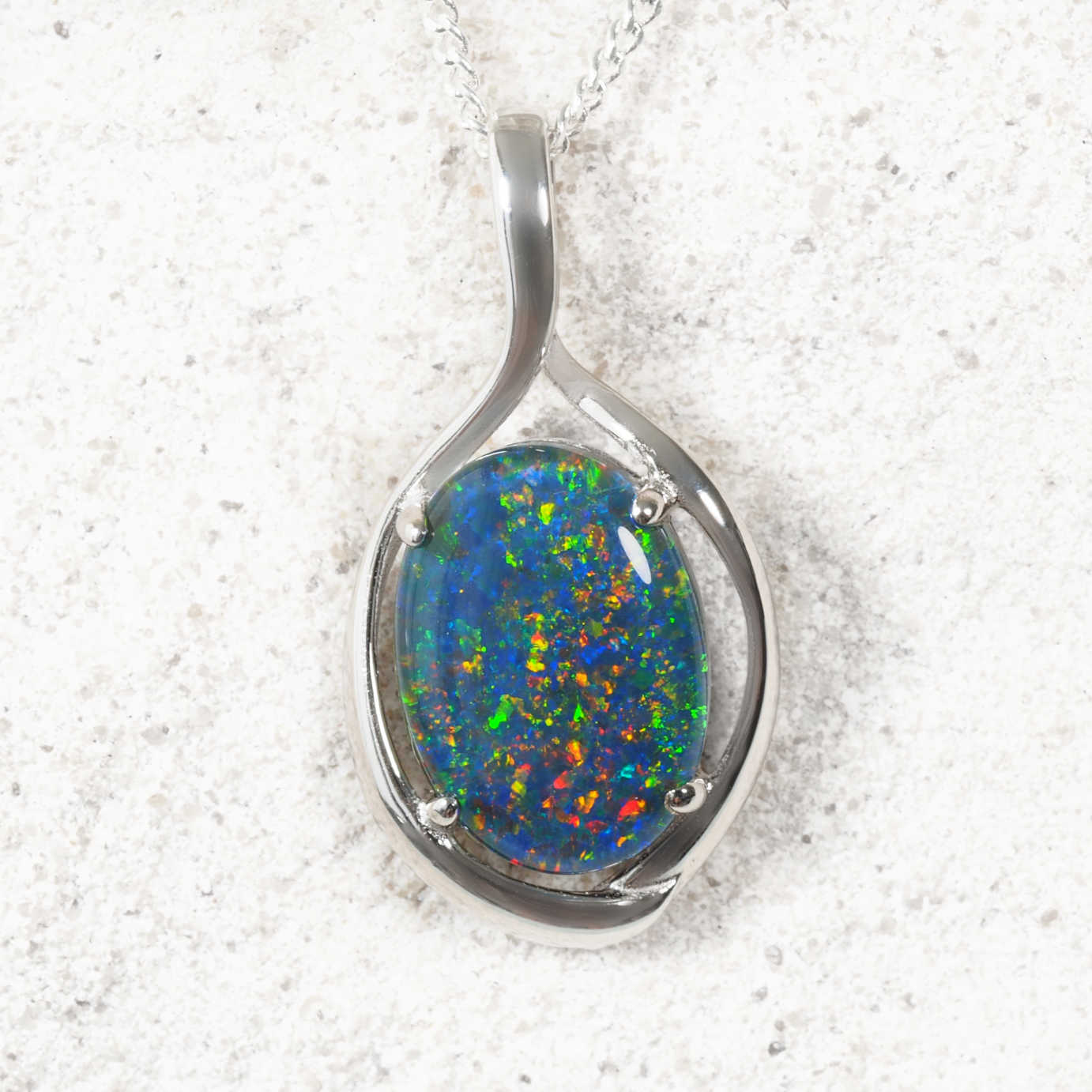 Alika sterling silver pendant with large Australian opal