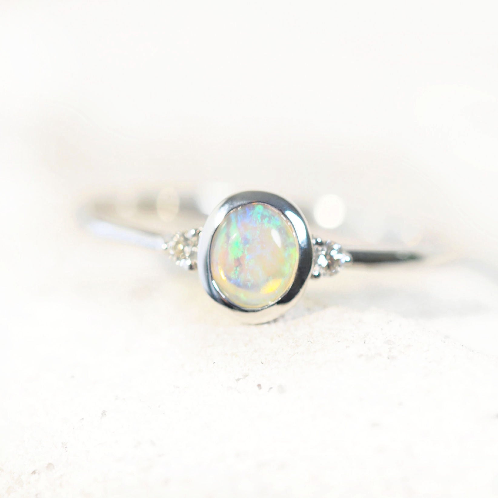 lightning ridge crystal opal ring