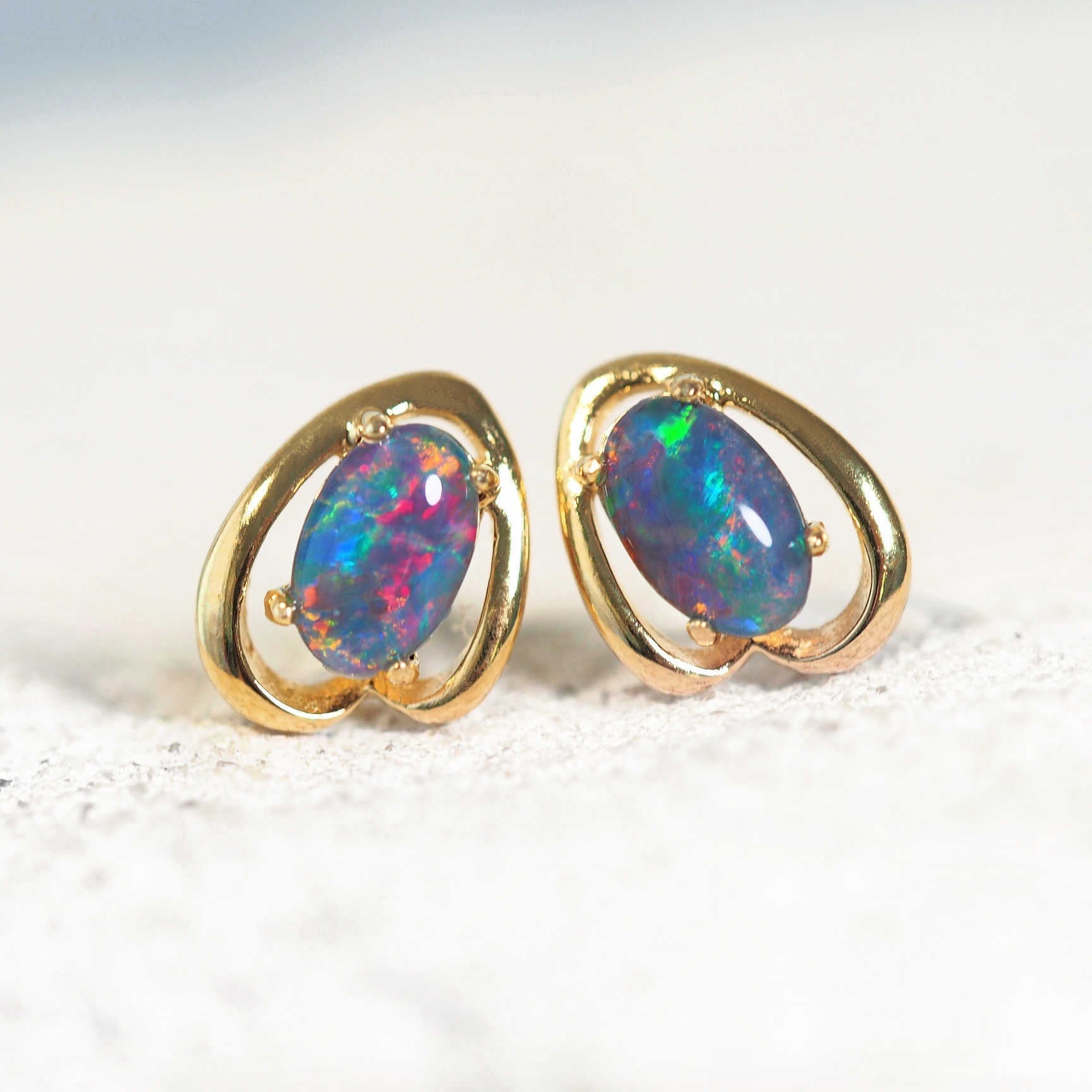 opal earrings gold plated silver