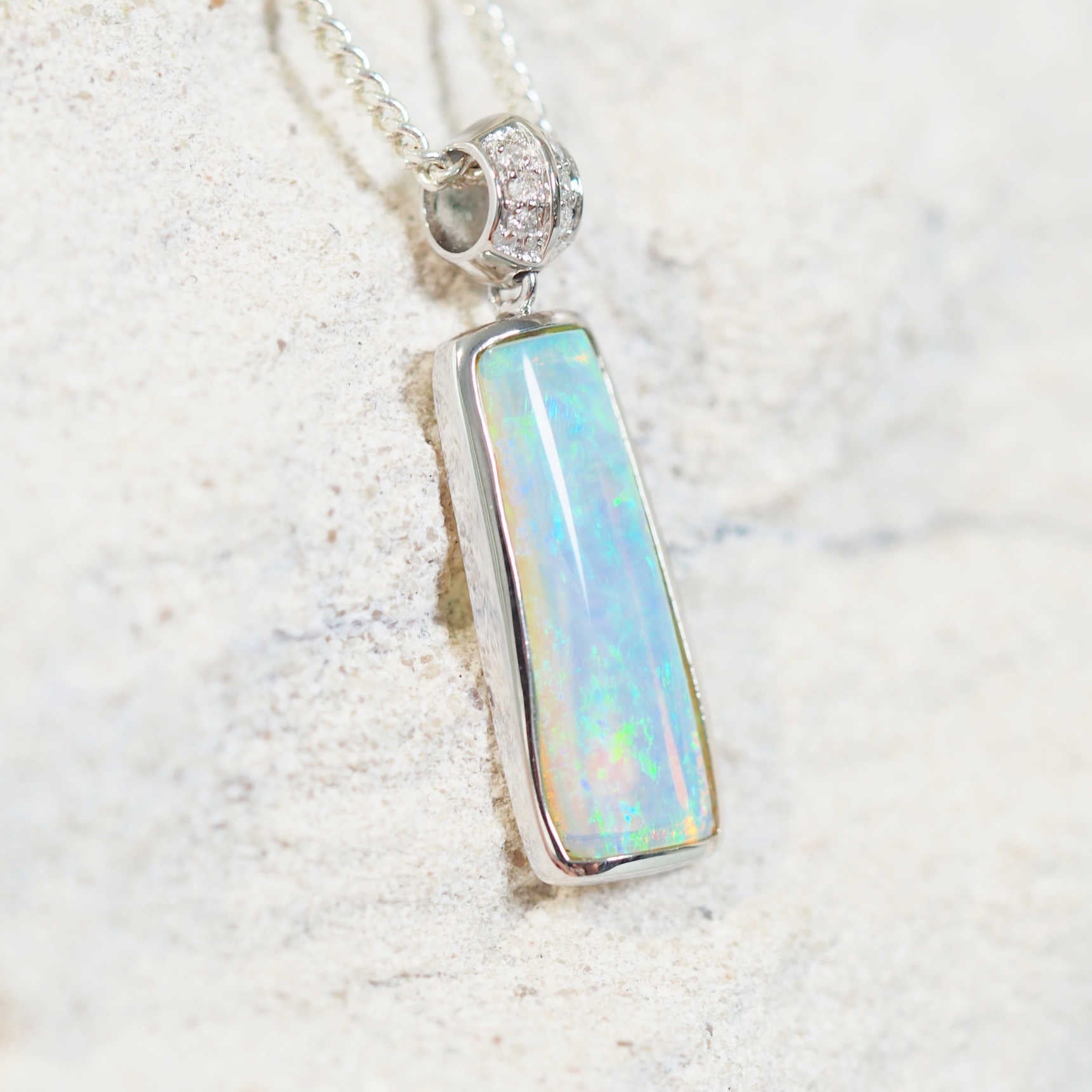 'Asher' 14ct White Gold Crystal Opal Necklace