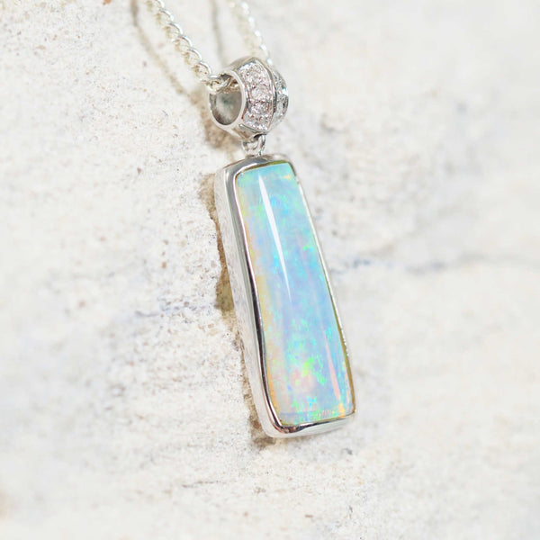 'Asher' 14ct White Gold Crystal Opal Pendant