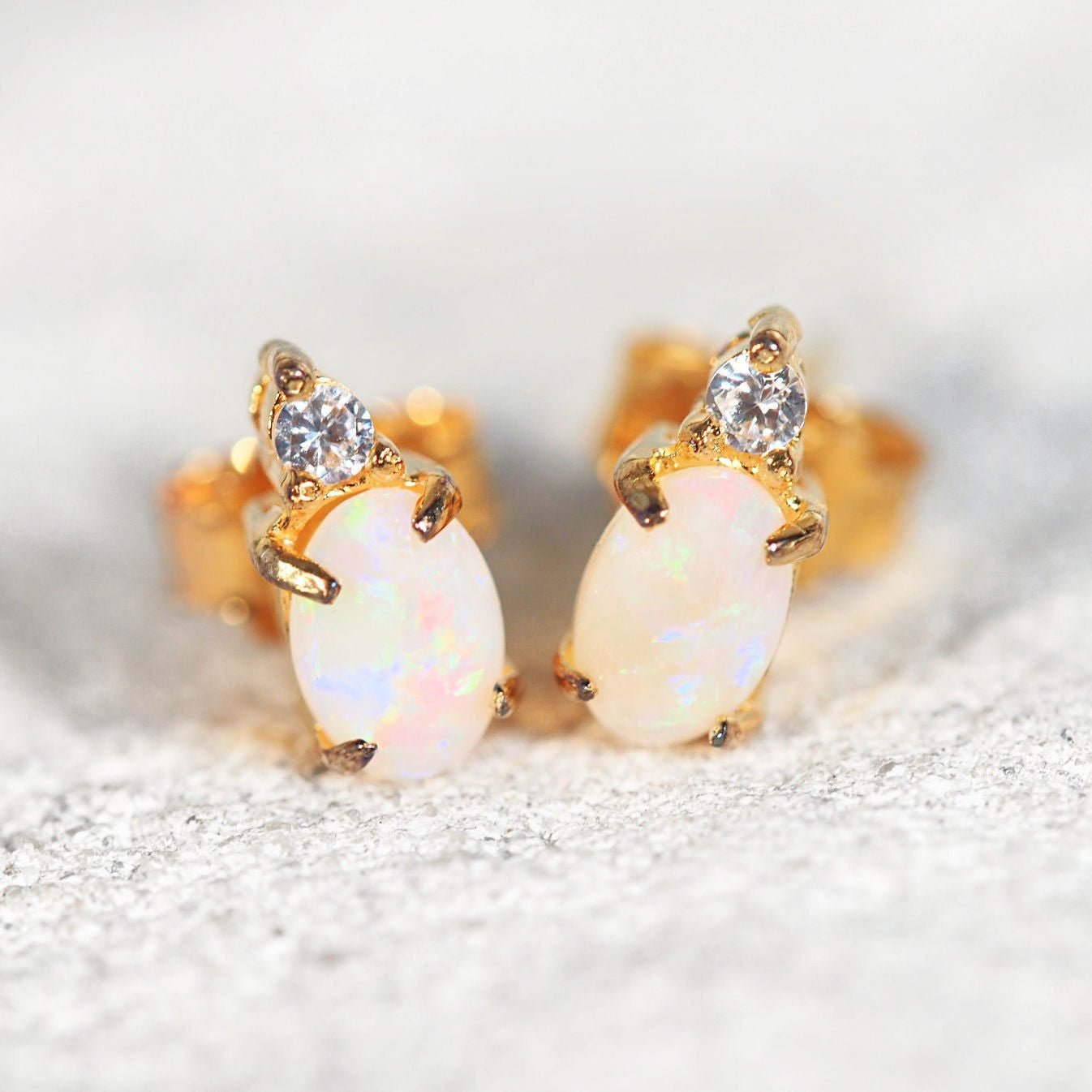 crystal opal earrings with diamantes