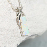 colourful white opal 14ct white gold necklace pendant