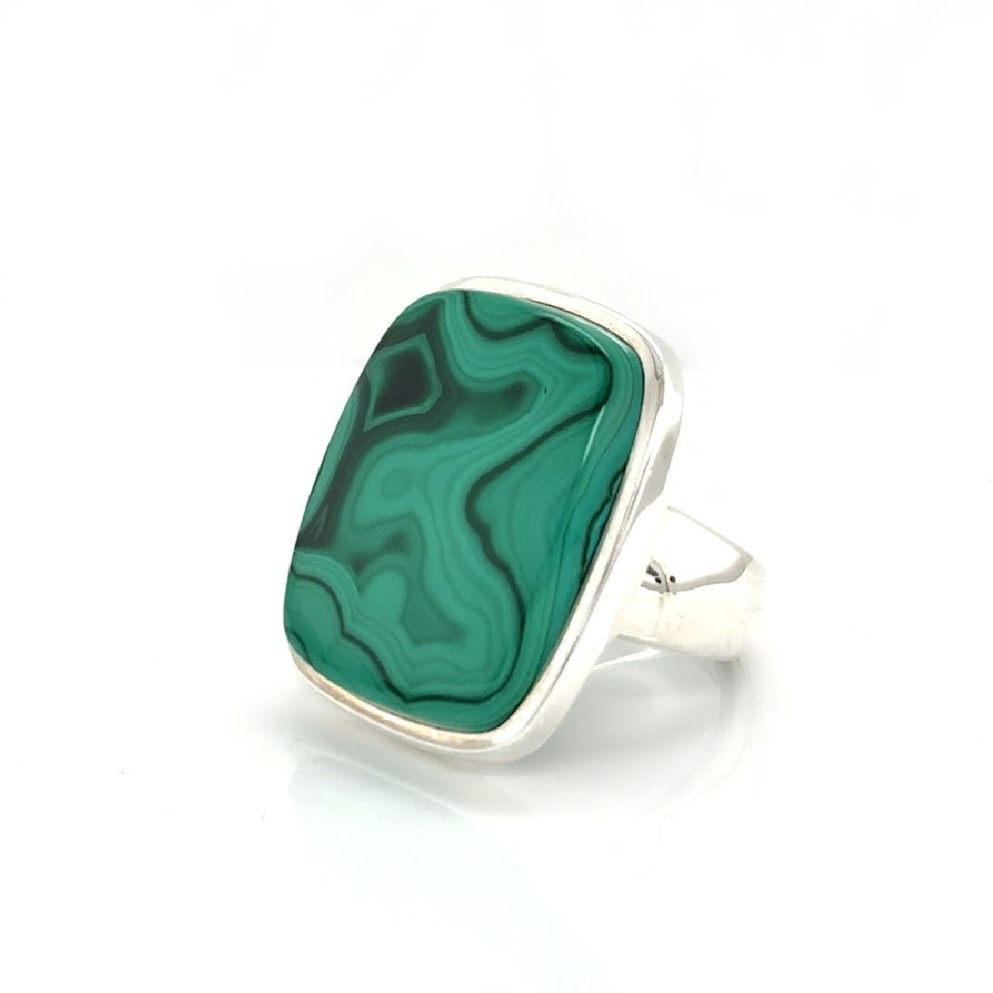 Close-up of Malachite stone with vivid green tones and natural swirls