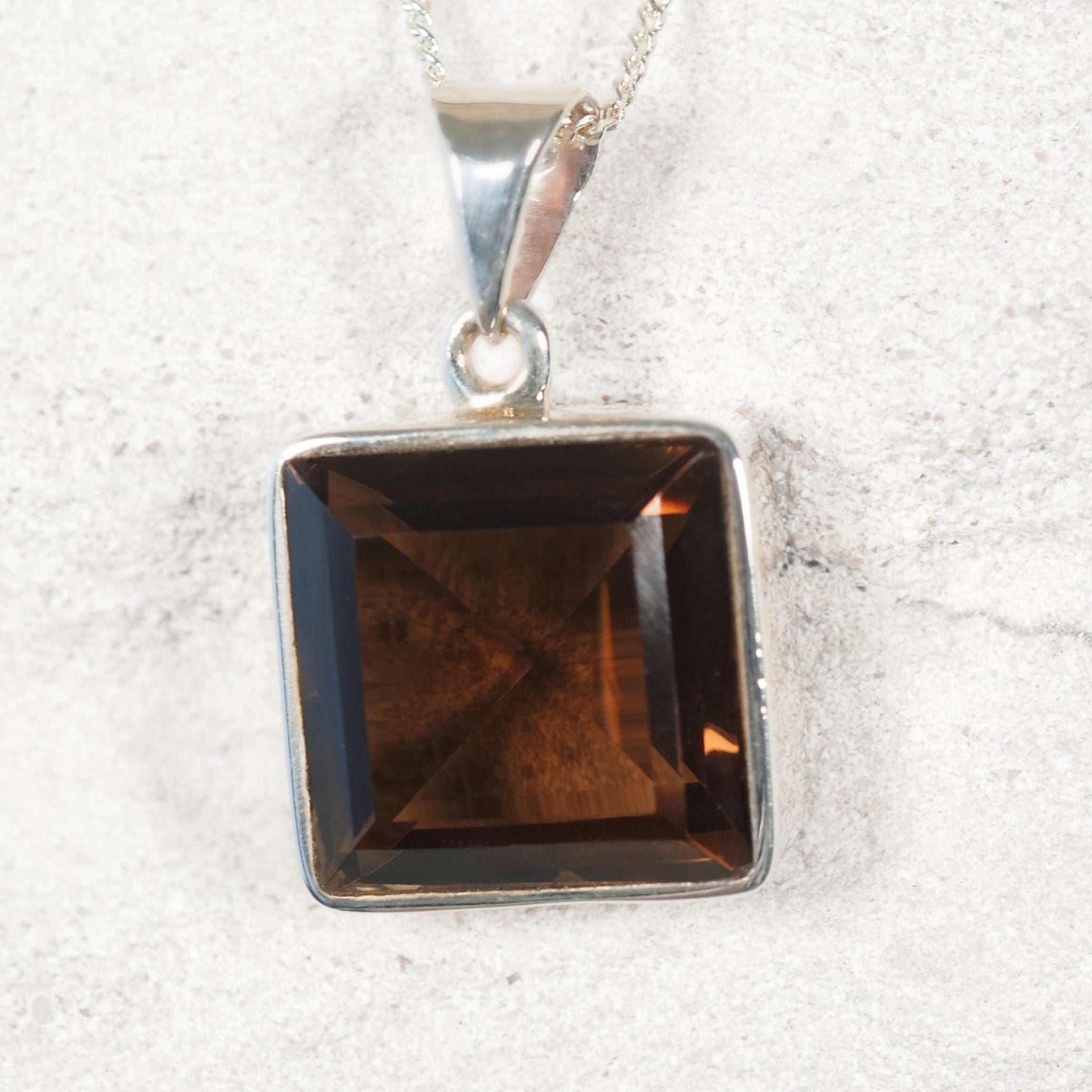 Smokey Quartz Pendant with a Silver frame 
