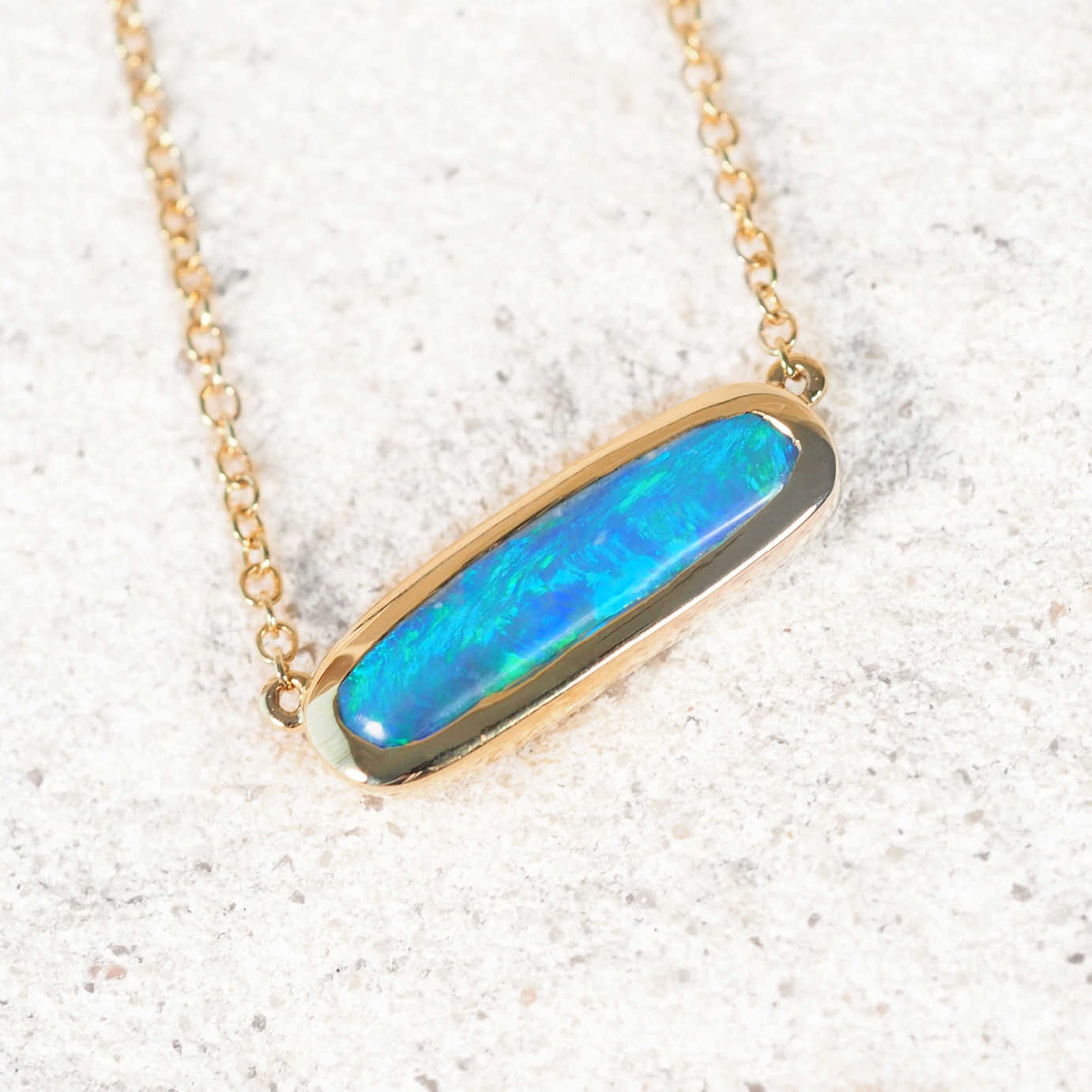 Luxury handcrafted Lightning Ridge black opal and diamond necklace