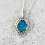 silver doublet opal pendant