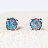 australian opal earrings set with colourful triplet gemstones