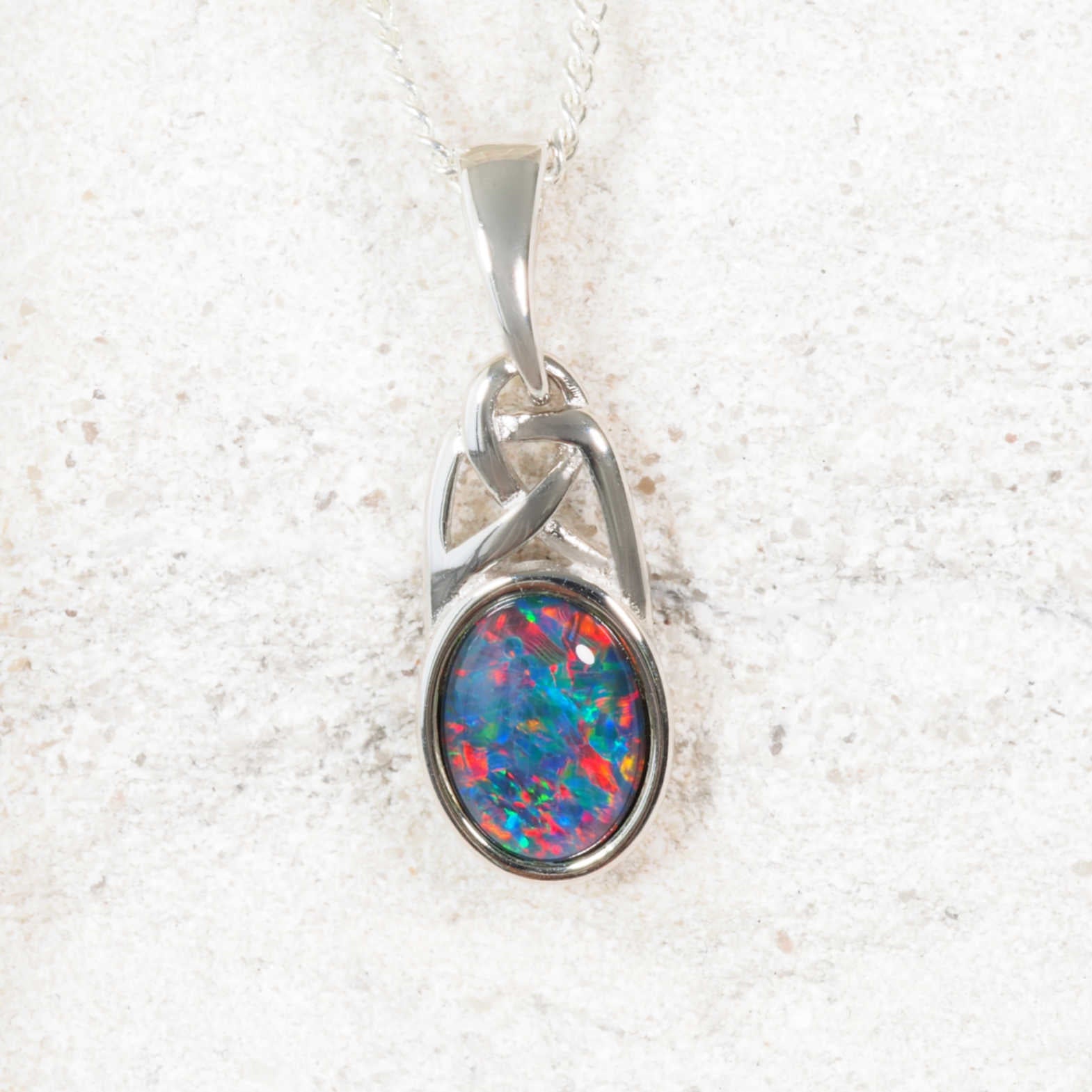 'Celtic Dreaming' Triplet Opal Pendant Silver