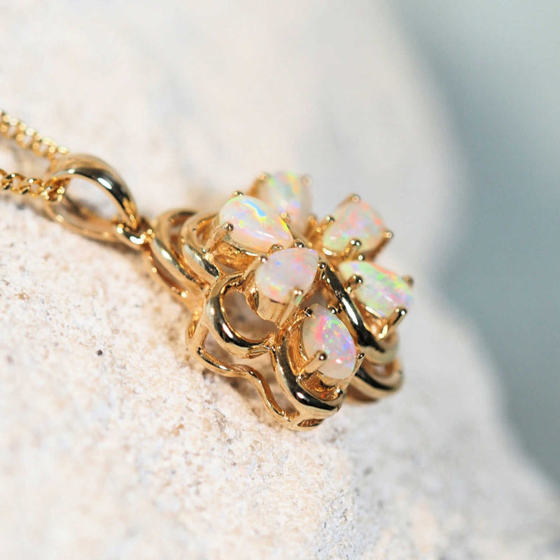 crystal opal pendant set in 14ct gold