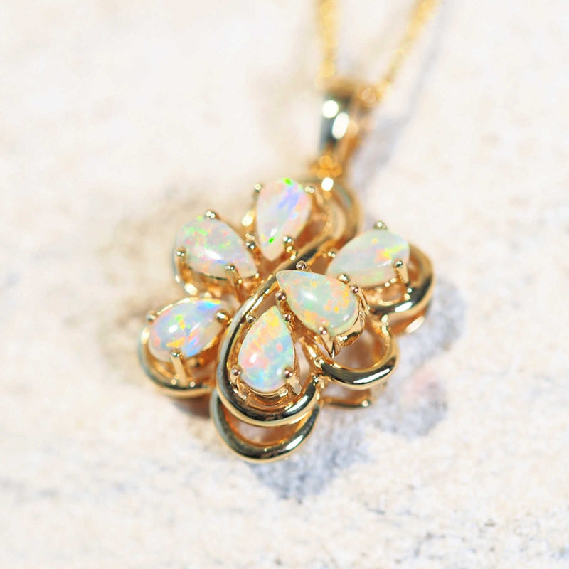 gold opal necklace set with colourful crystal opals
