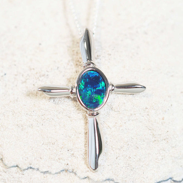 blue opal pendant silver