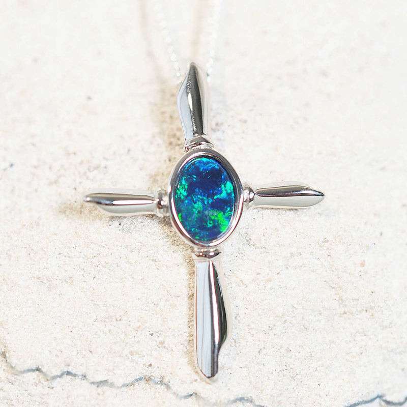 blue opal pendant silver
