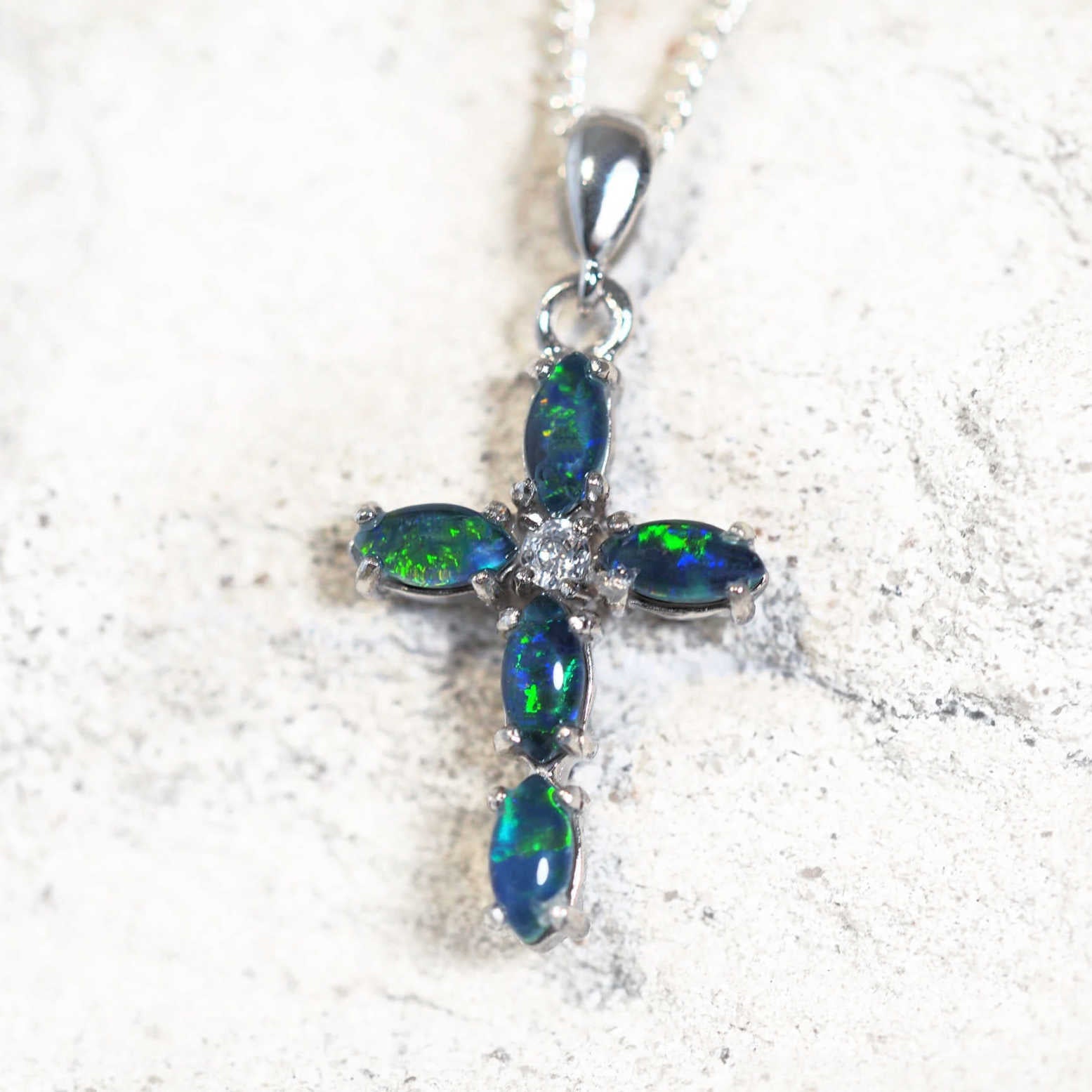 australian opal cross pendant