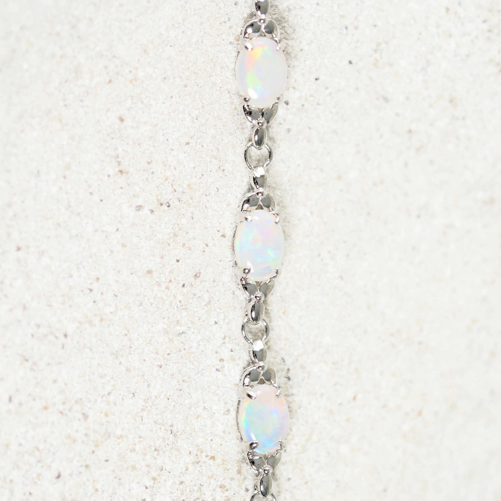 'Daisy Chain Trio' White Opal Bracelet Silver