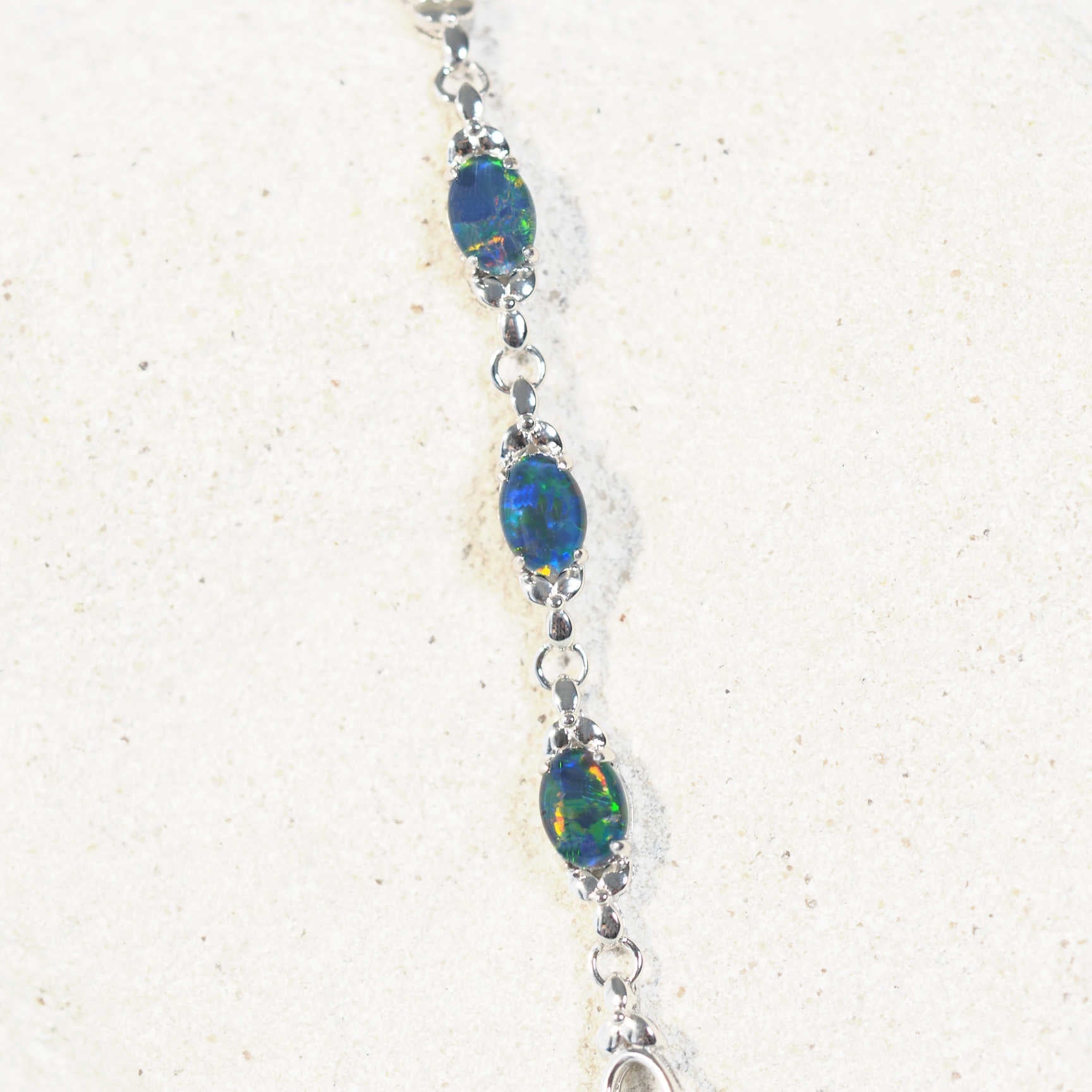 'Daisy Chain Trio' Triplet Opal Bracelet Silver