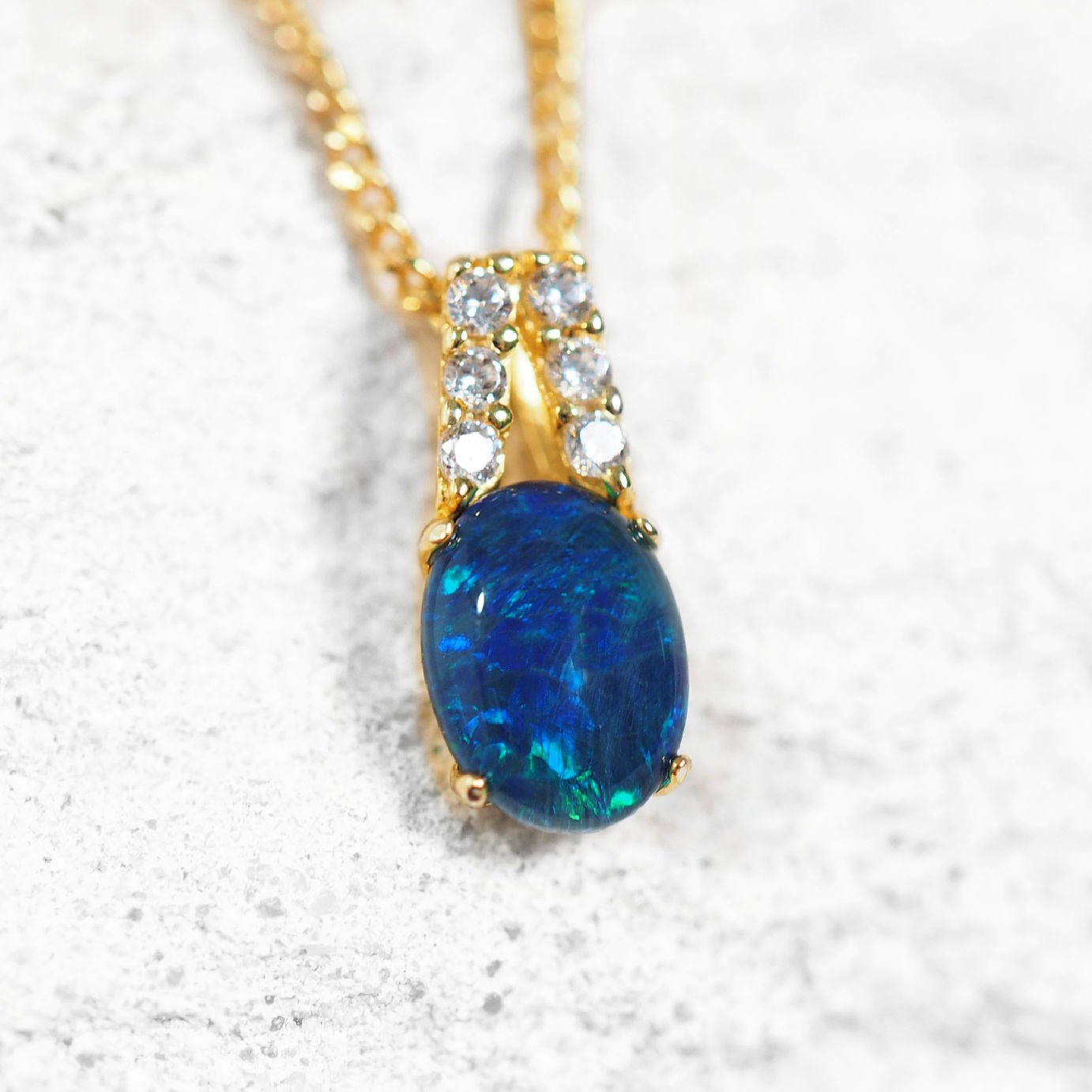 'Danika Blue' Triplet Opal Pendant Gold Plated Silver