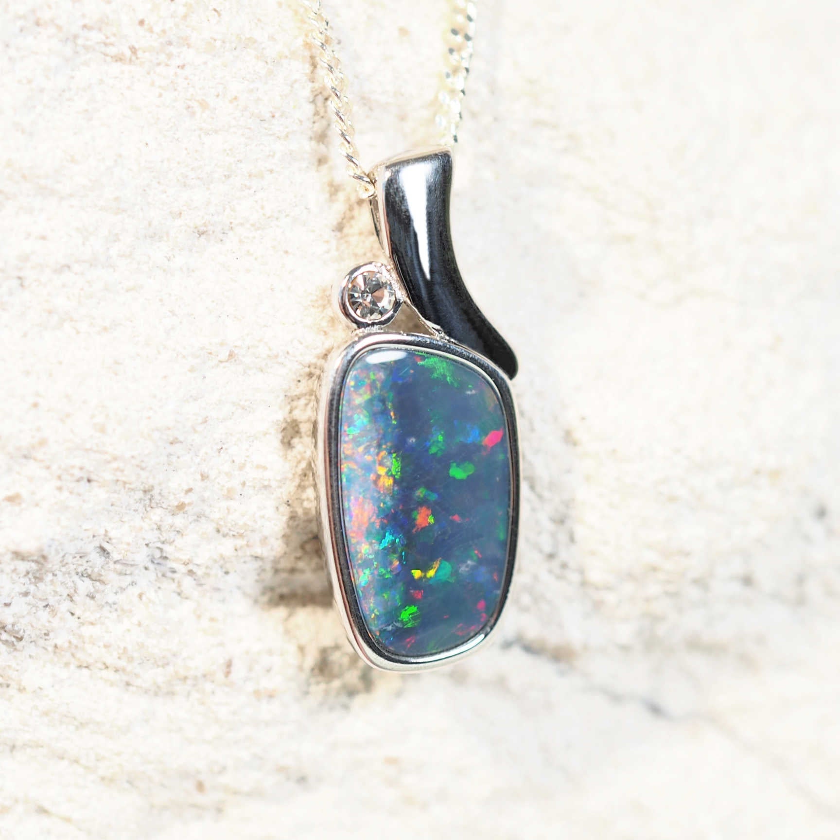 opal pendant in sterling silver
