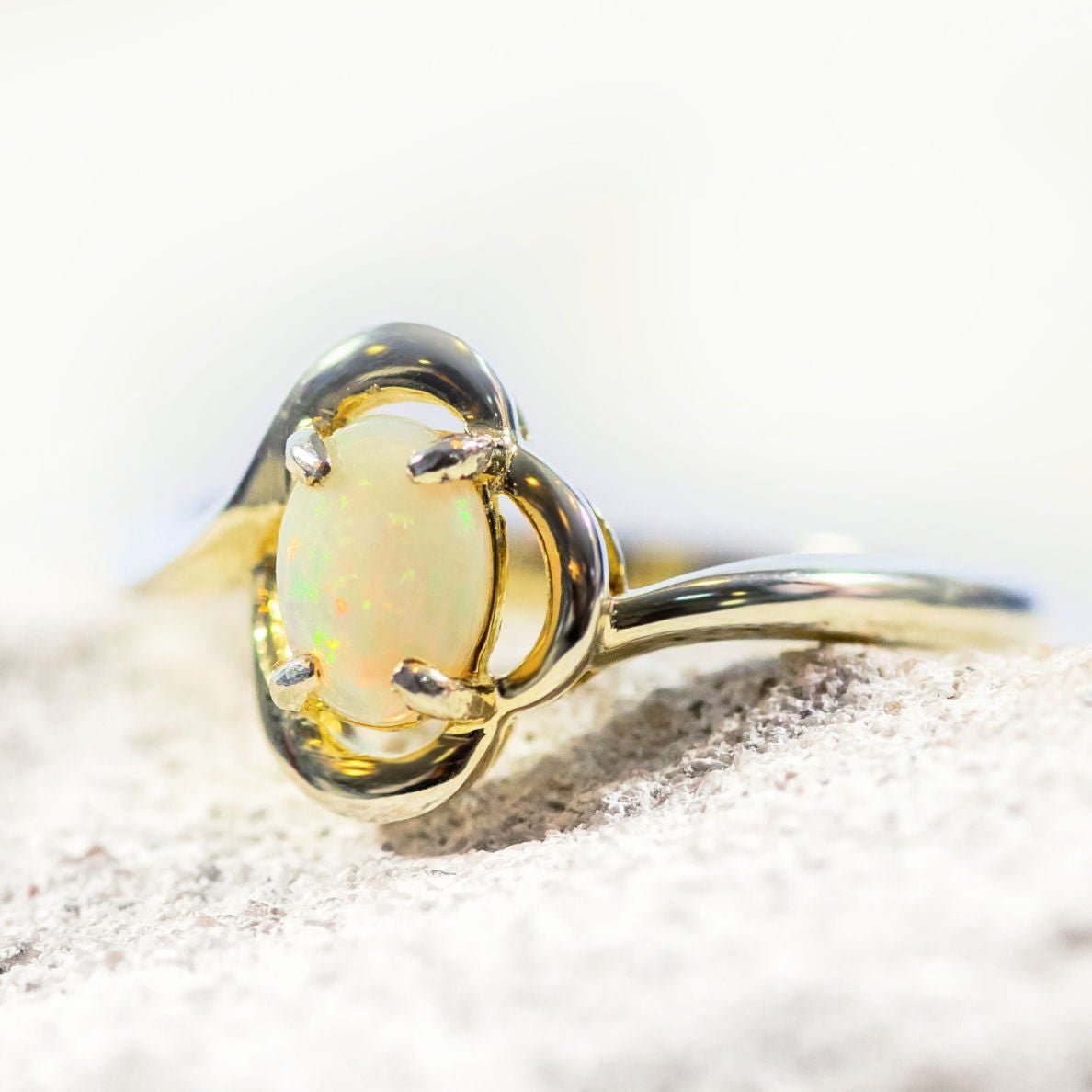 solid opal gold plated silver ring