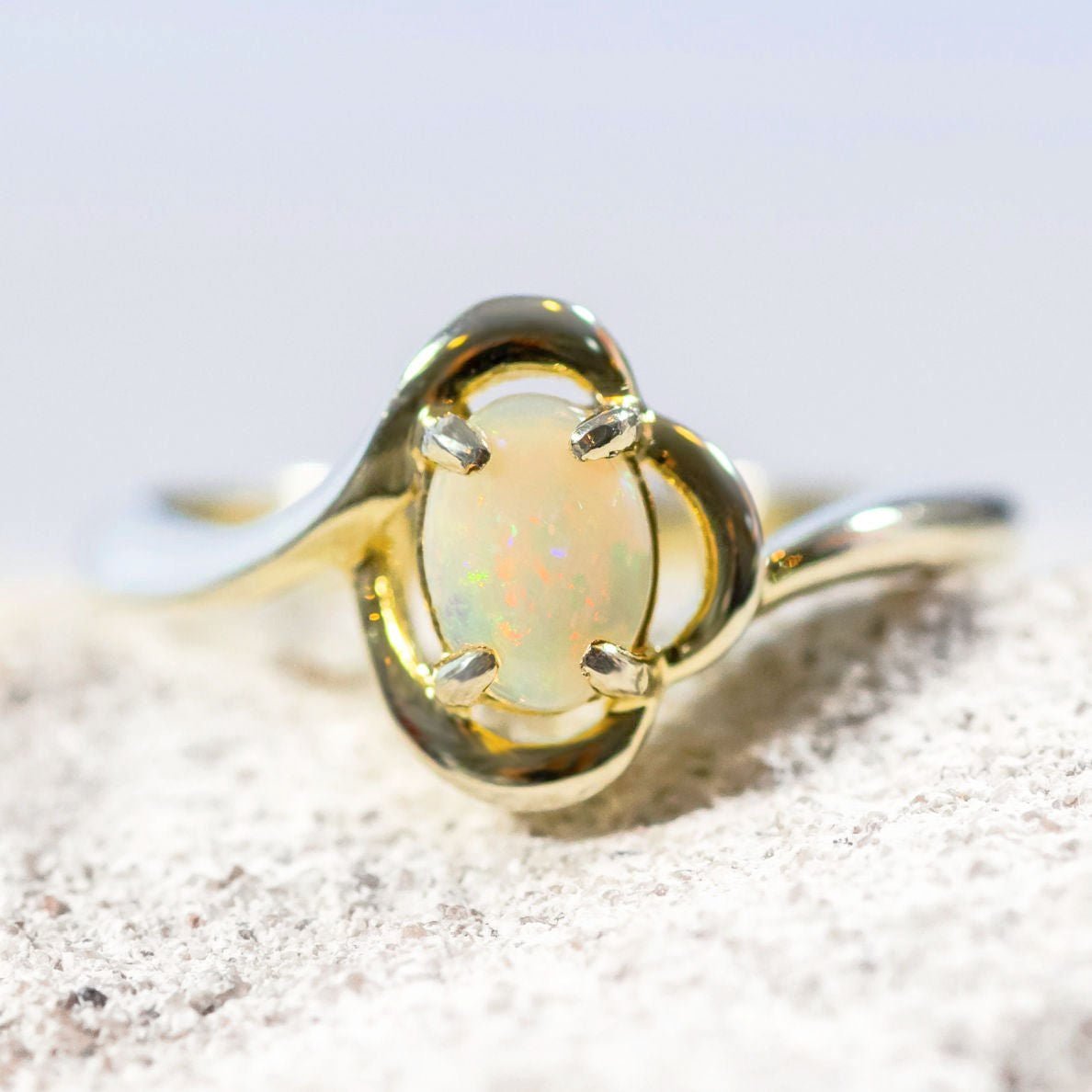 Multi-colour gold plated silver opal ring 'Della'