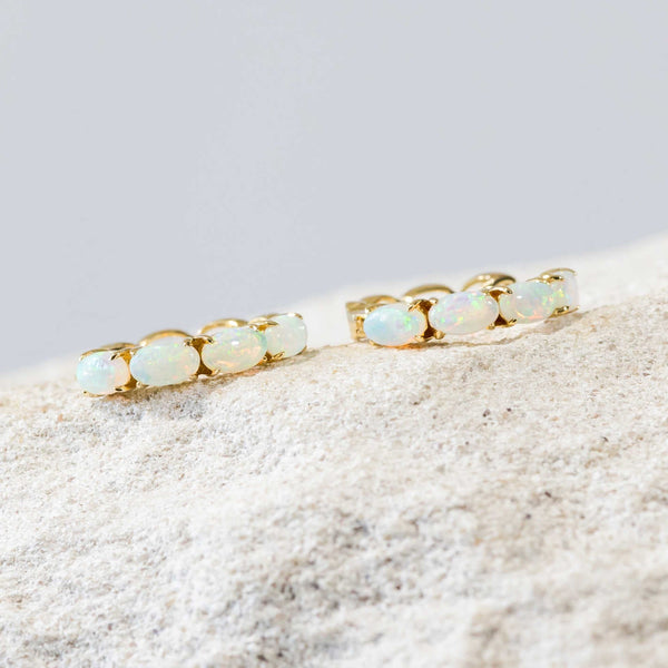 Gold Australian Crystal Opal Earrings