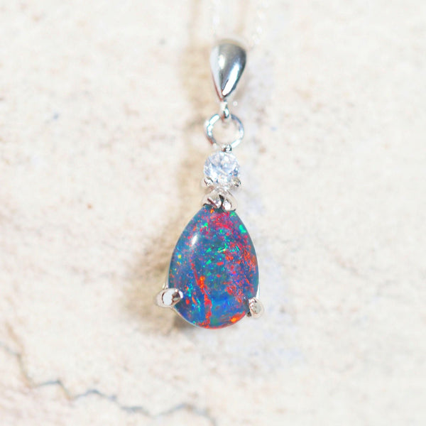 colourful australian opal pendant set in sterling silver