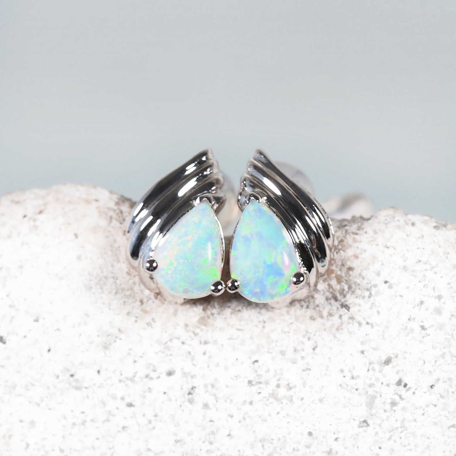 crystal opal earrings white gold