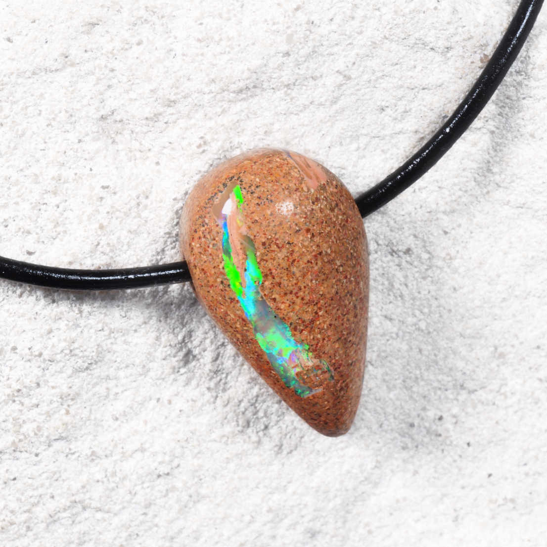 Solid Australian boulder opal pendant Winton Queensland teardrop shape