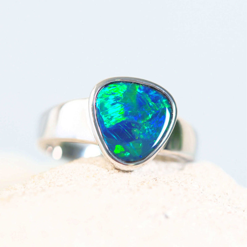 'Elisa' 14ct White Gold Doublet Opal Ring