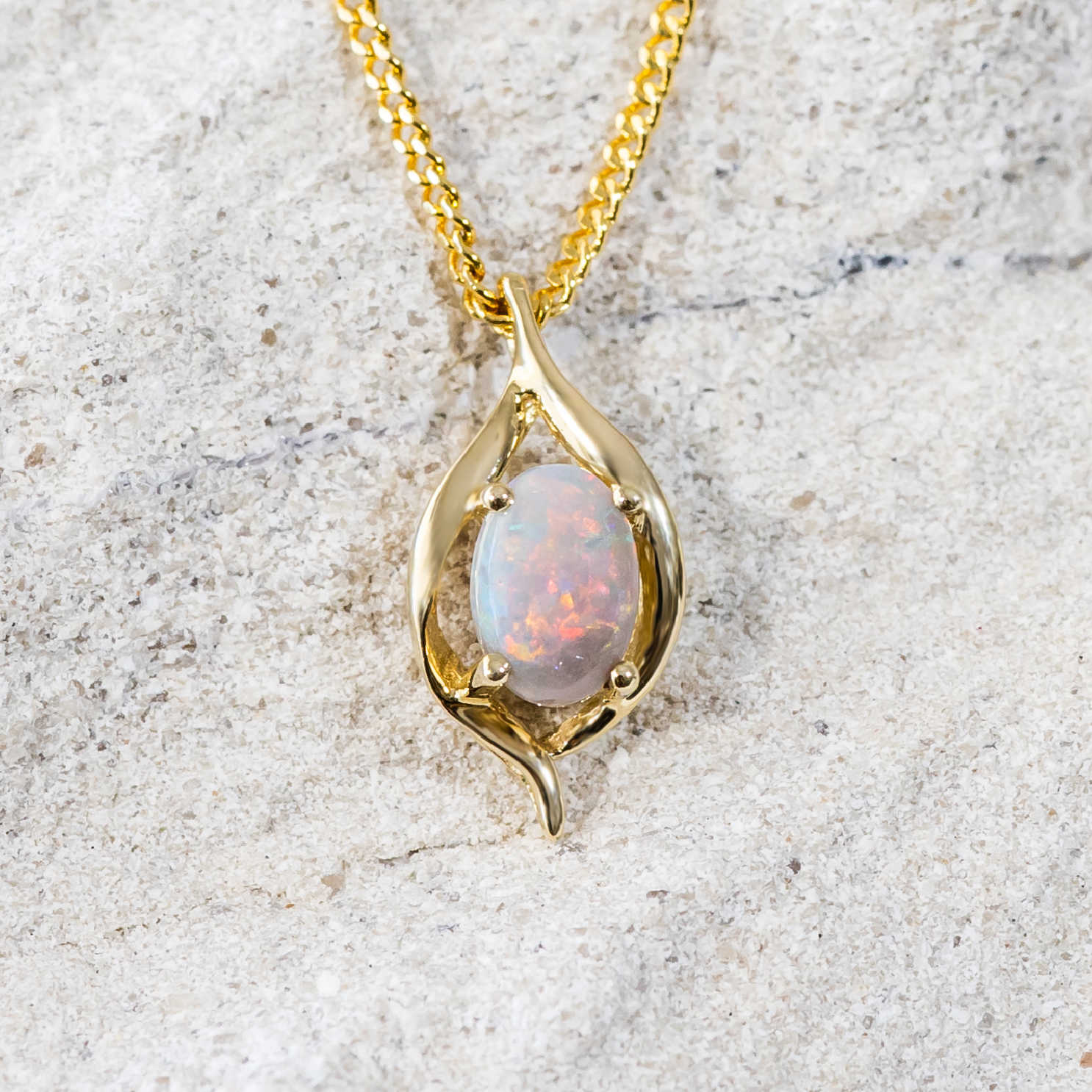 gold australian dark crystal opal necklace