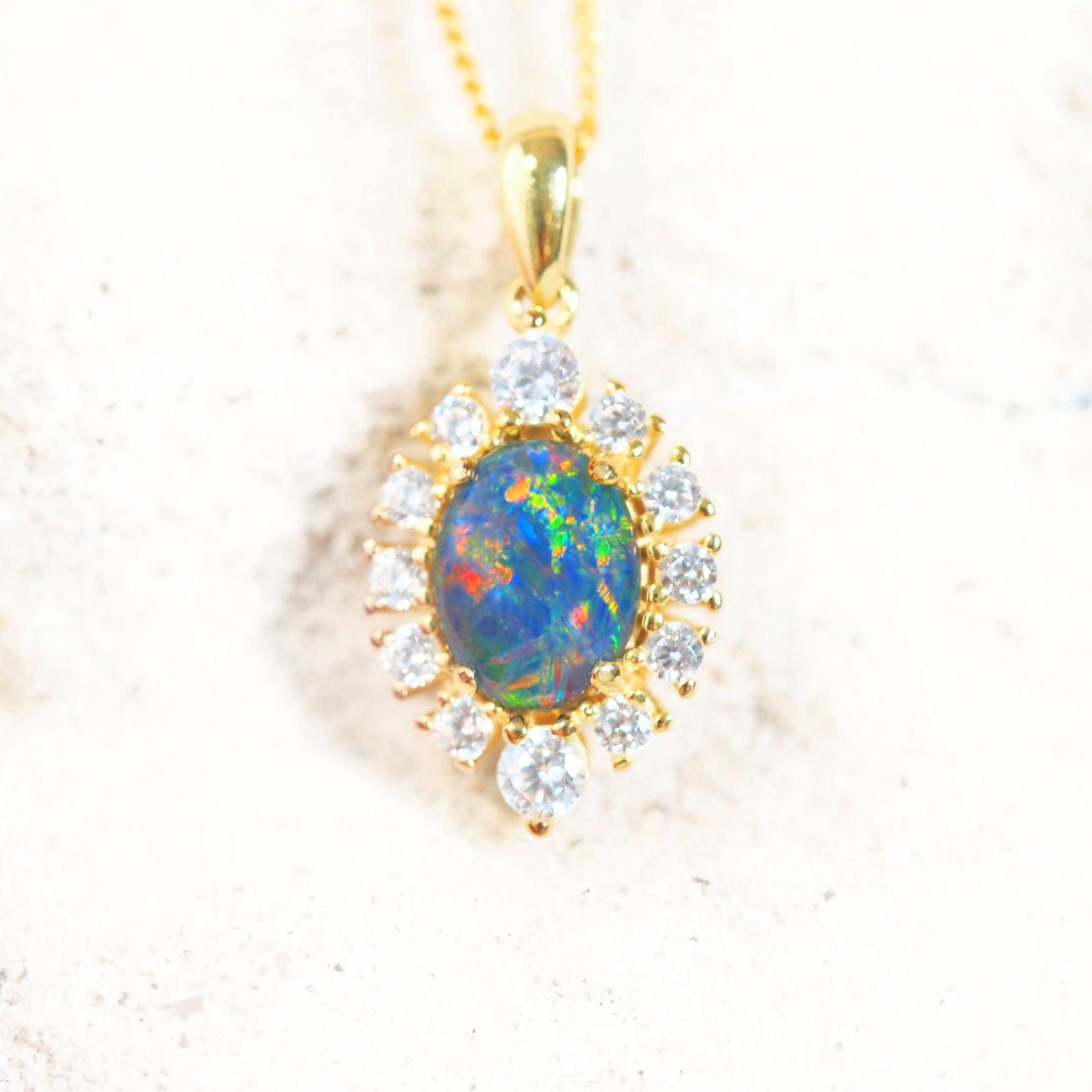 colourful triplet opal pendant