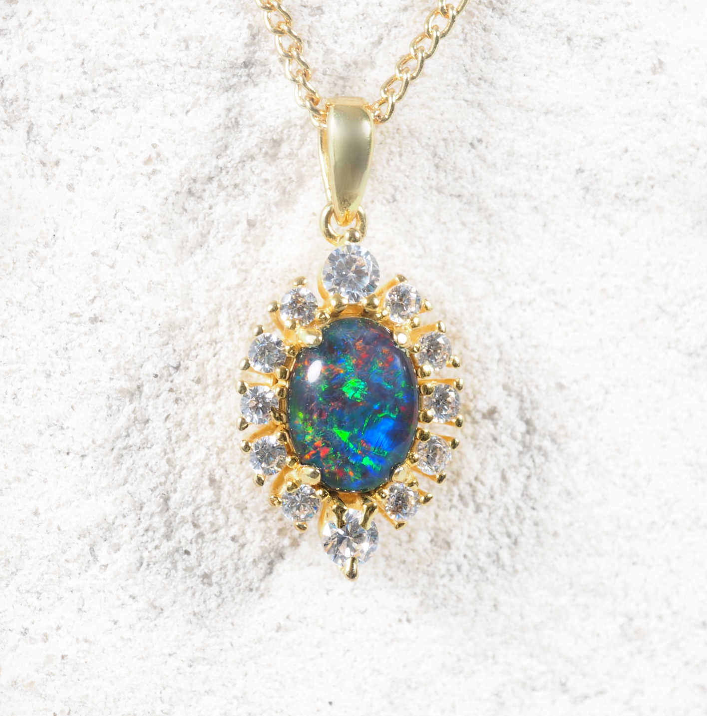 multi-colour opal pendant with diamantes