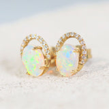 crystal opal gold earrings with diamonds