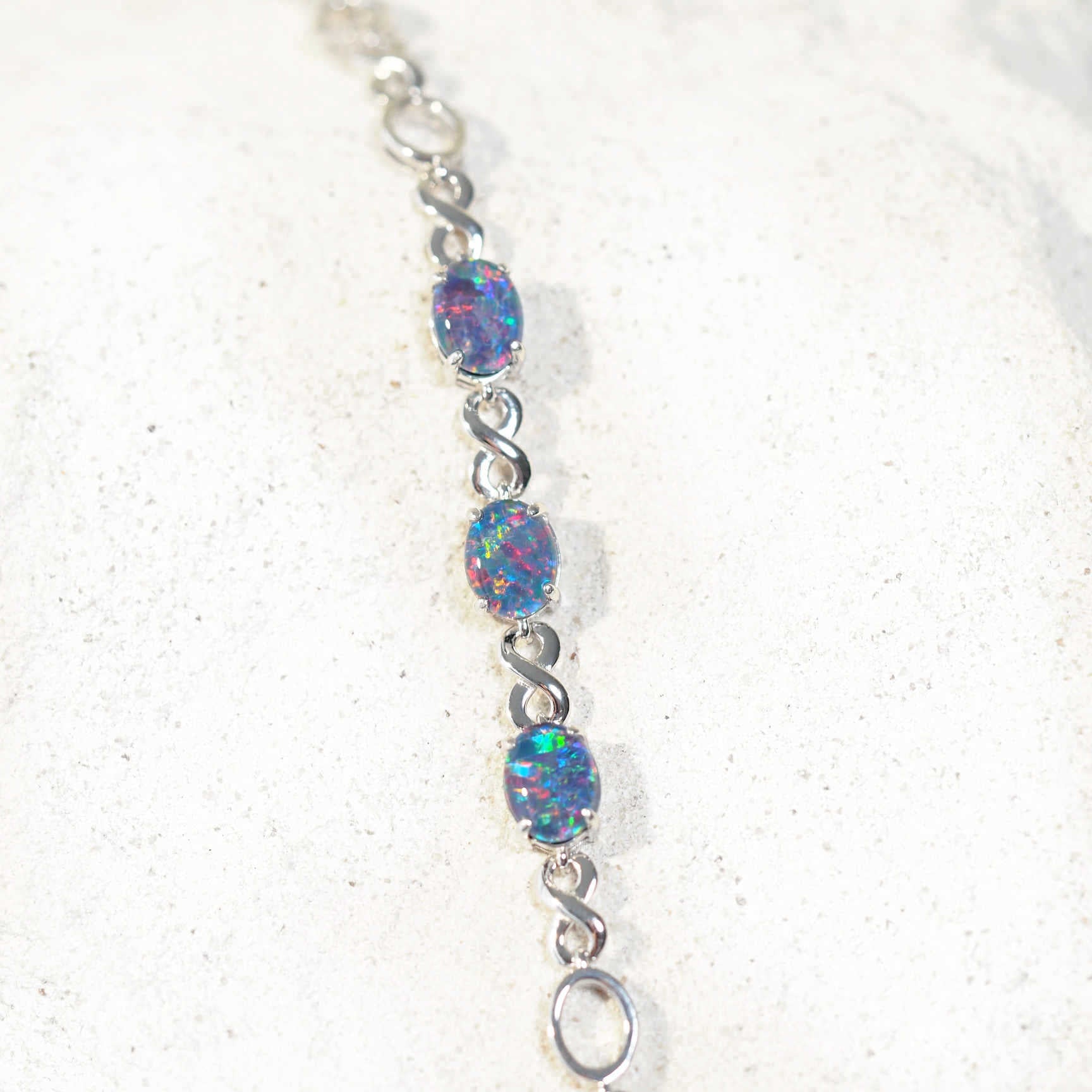 colourful opal silver bracelet