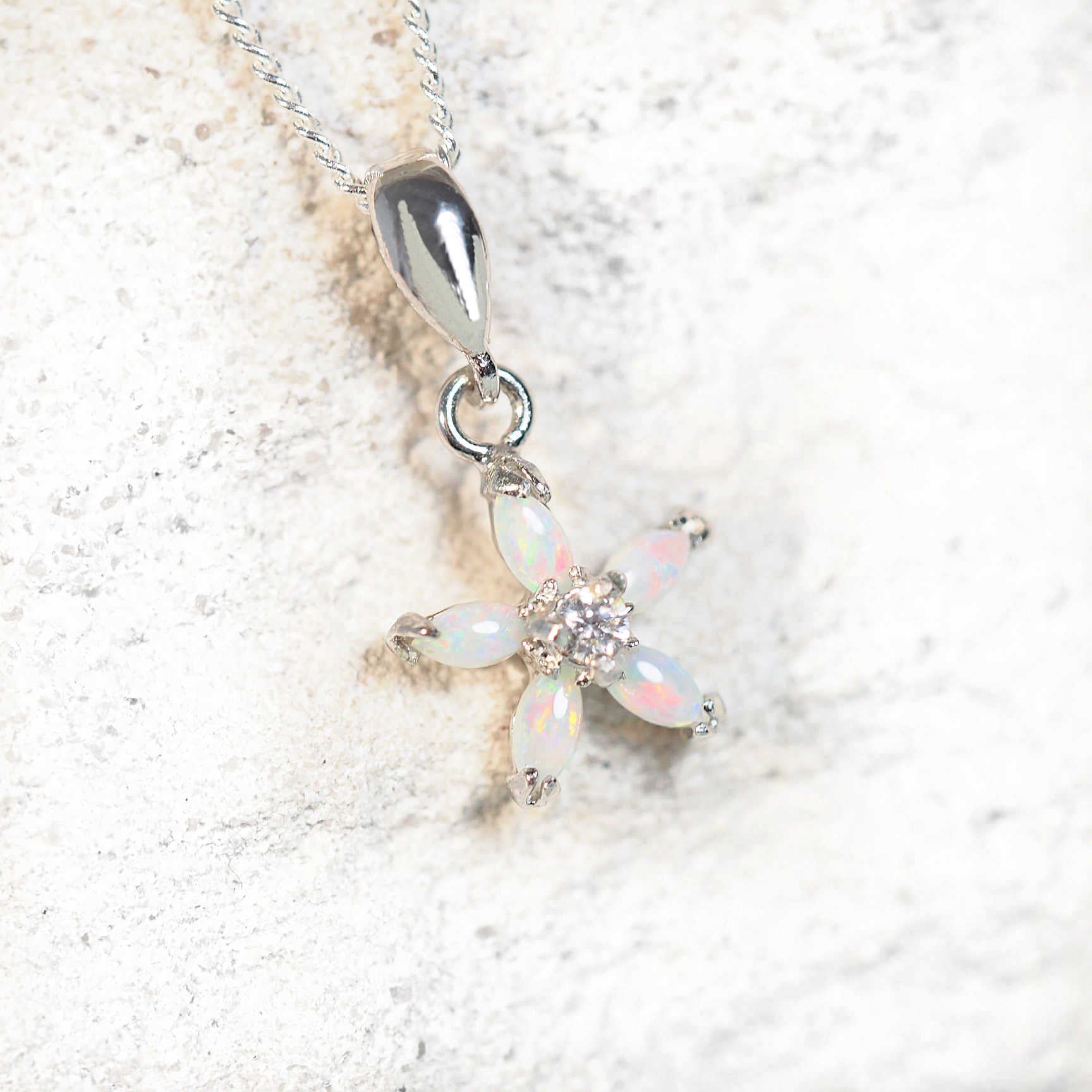 flower design opal pendant