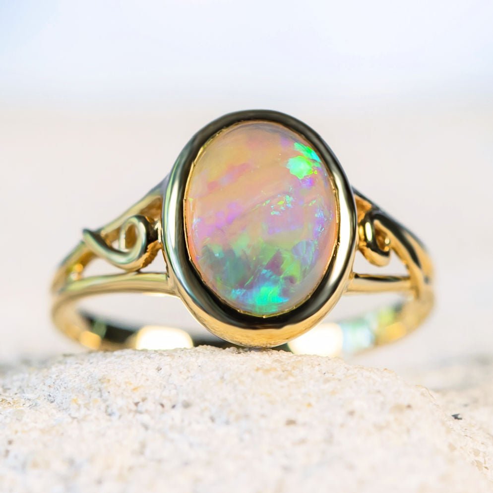 gold crystal opal ring
