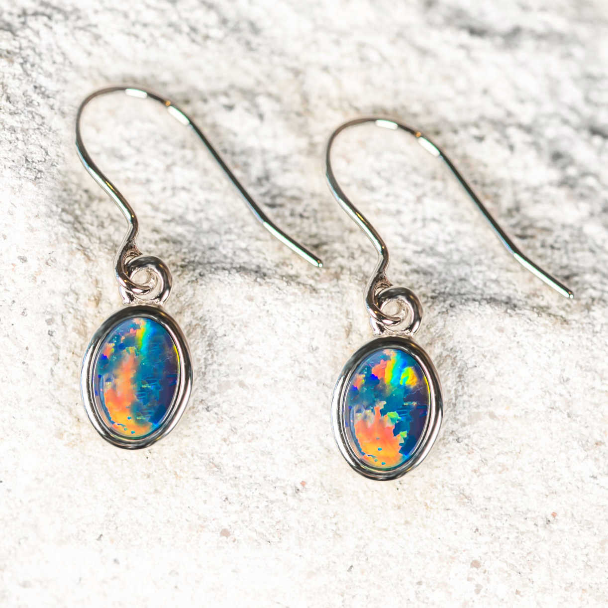fire opal earrings set in silver