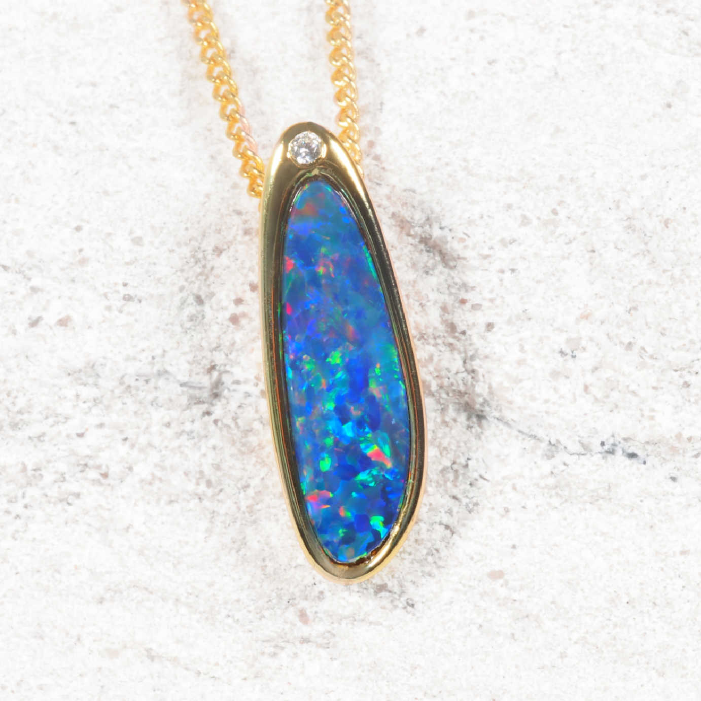 'Harlyn' Doublet Opal Pendant Gold Plated Silver