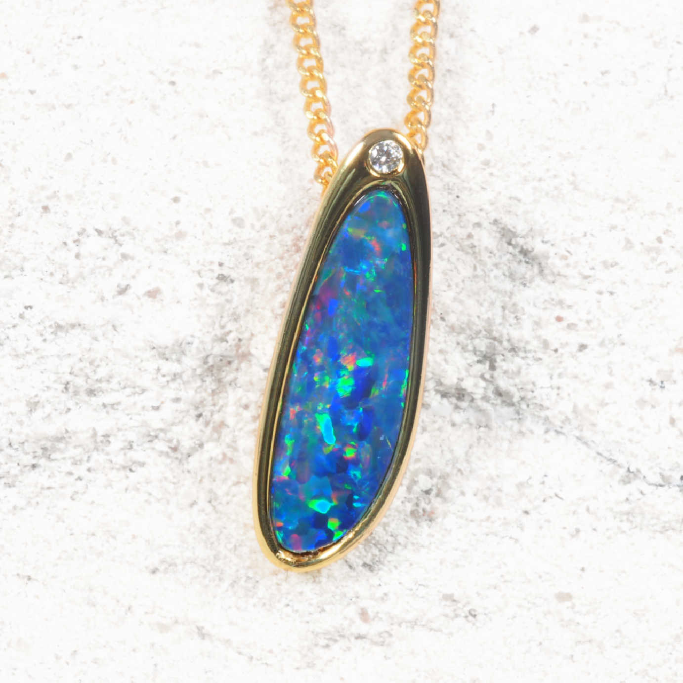 'Harlyn' Doublet Opal Pendant Gold Plated Silver
